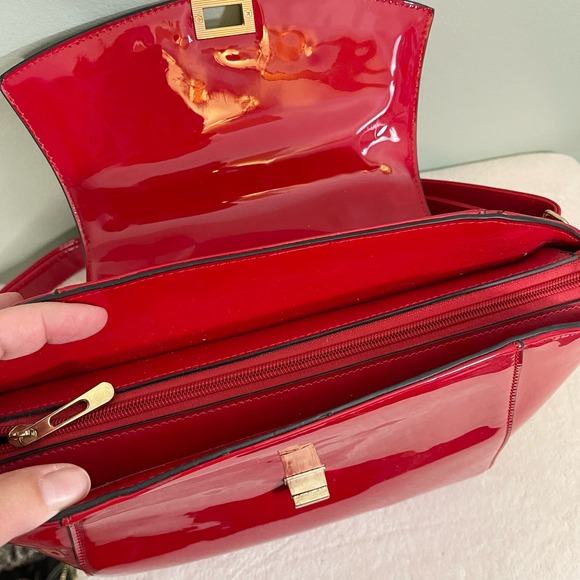 ORLI Collection Womens Crossbody Shoulder Bag Rhinestones Patent Leather Red - Picture 5 of 10